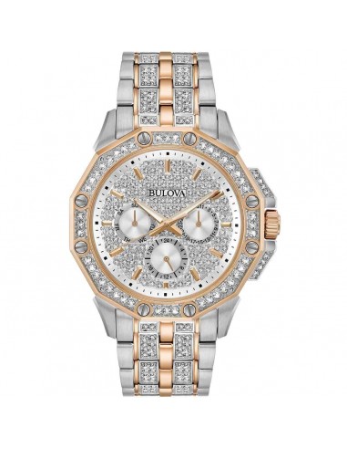 Bulova Men's Bracelet Watch - Crystal Quartz Day-Date Two Tone Steel | 98C133 Comparez plus de prix