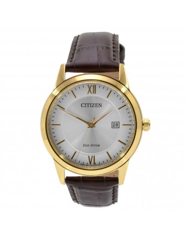 Citizen Men's Leather Strap Watch - Eco-Drive Yellow Steel Silver Dial | AW1232-04A prix