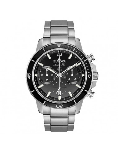 Bulova Men's Chronograph Dive Watch - Marine Star Quartz Black Dial | 96B272 brillant des détails fins